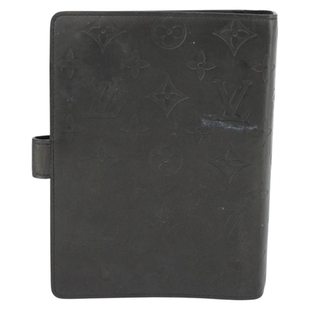 LOUIS VUITTON Monogram mat Agenda MM Day Planner Cover Black R20925 Auth BA13618