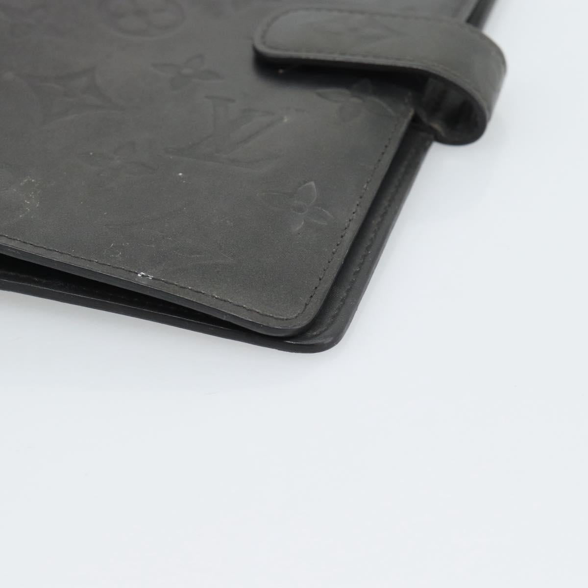 LOUIS VUITTON Monogram mat Agenda MM Day Planner Cover Black R20925 Auth BA13618