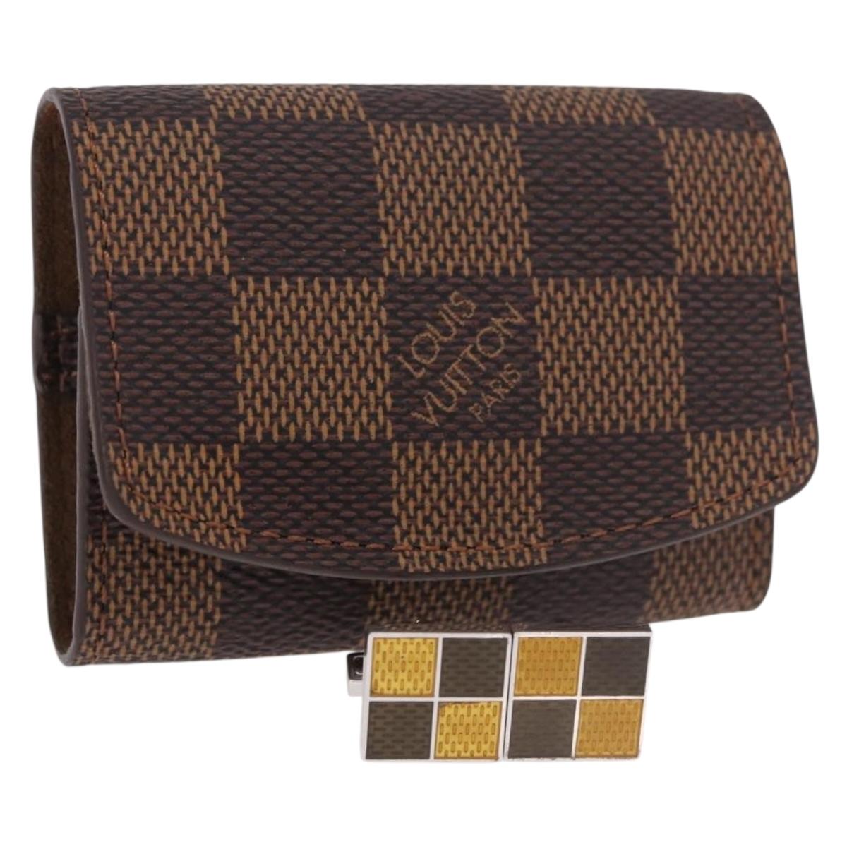 LOUIS VUITTON Damier Ebene Cuffs&Cuff Case Cuffs Silver M64675 LV Auth BA13620V
