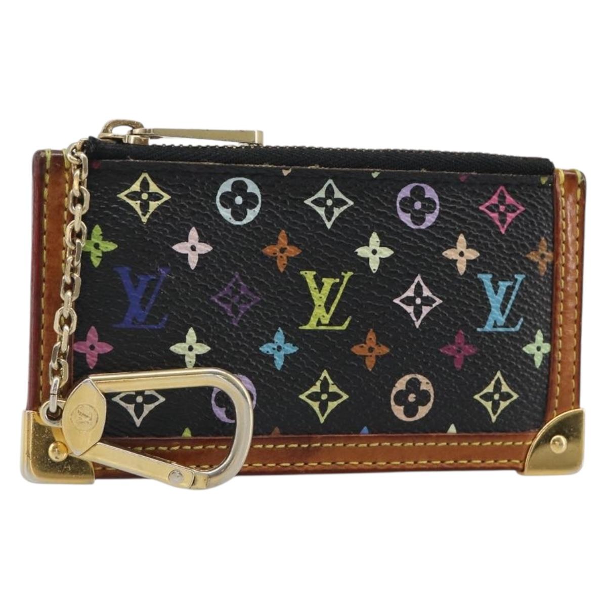 LOUIS VUITTON Monogram Multicolor Pochette Cles Purse Black M13664 Auth BA13623