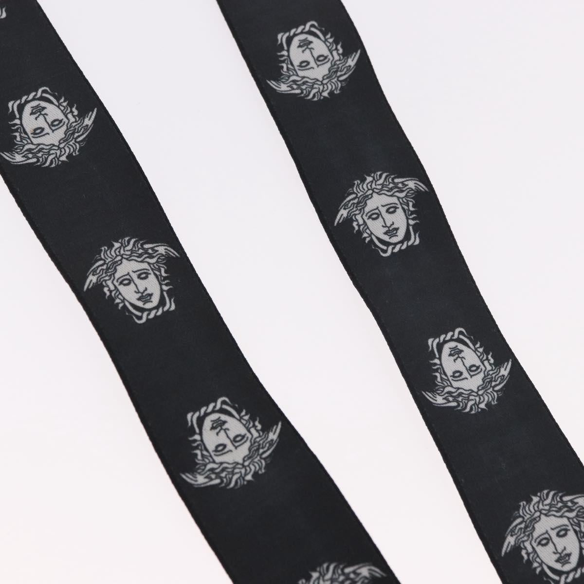 VERSACE Medusa Suspenders Metal Black Silver Auth BA13627