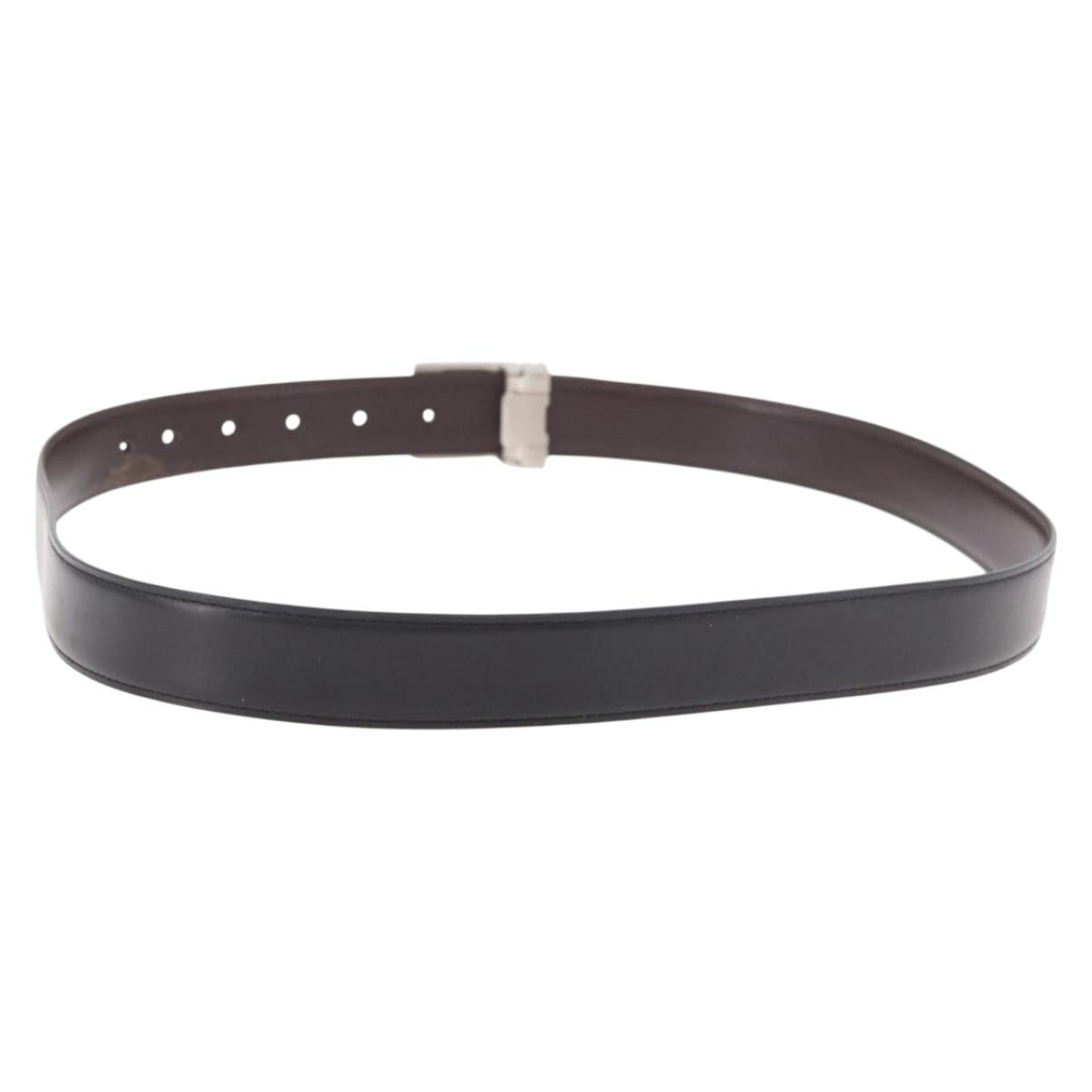 CARTIER Must Line Belt Leather 44.1"" Black Brown Silver Auth BA13632