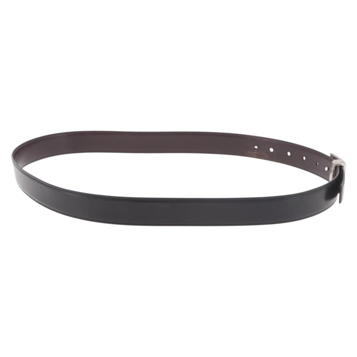 CARTIER Must Line Belt Leather 44.1"" Black Brown Silver Auth BA13632