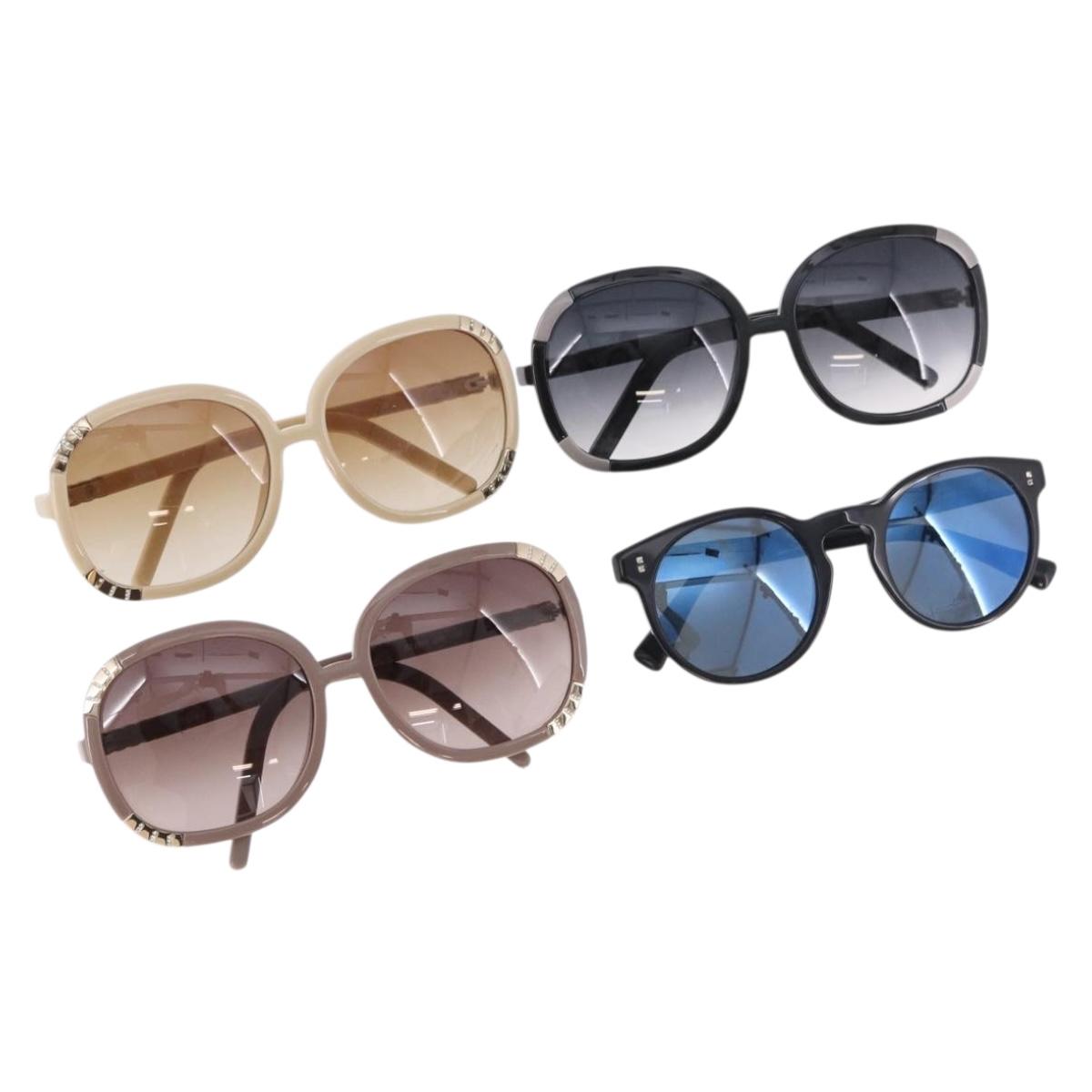 VALENTINO Chloe Sunglasses Plastic 4 Set Black Beige Brown Auth BA13633