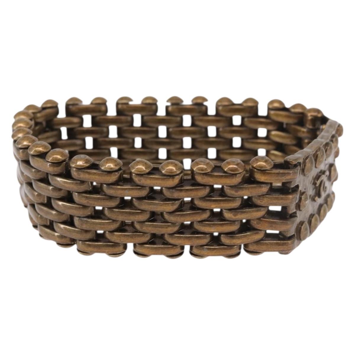 CHANEL Bracelet Metal Gold Tone CC Auth BA13634M