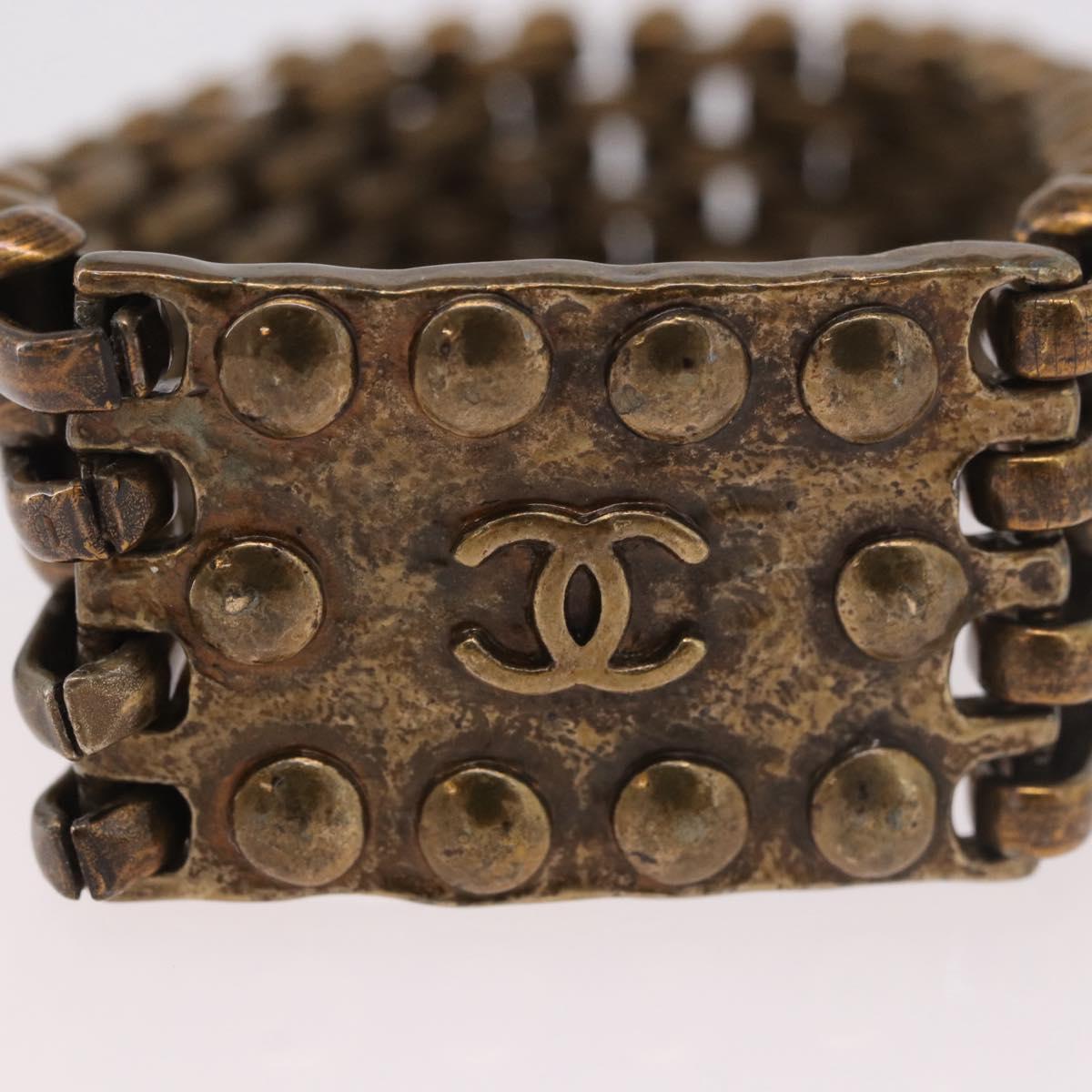 CHANEL Bracelet Metal Gold Tone CC Auth BA13634M