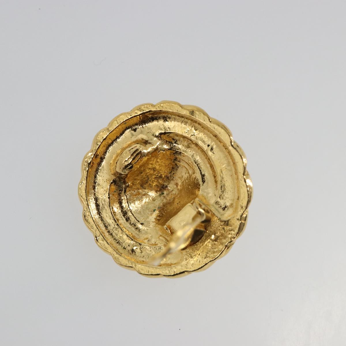 CHANEL Earring Metal Gold Tone CC Auth BA13635