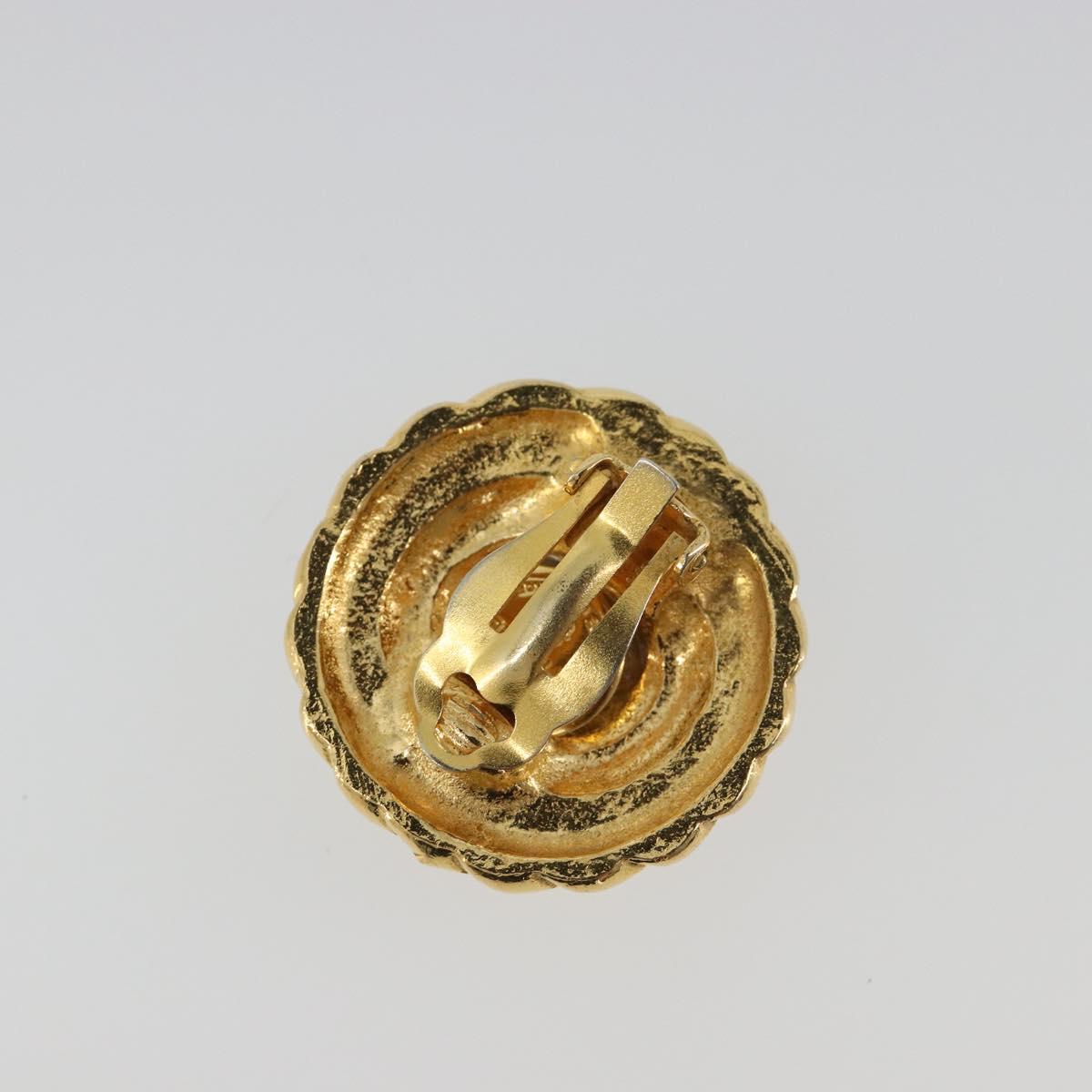 CHANEL Earring Metal Gold Tone CC Auth BA13635