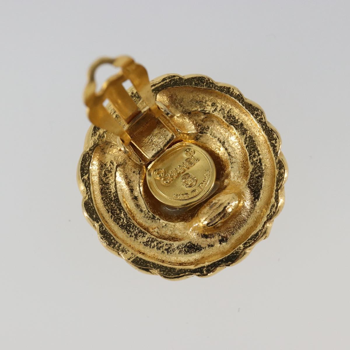 CHANEL Earring Metal Gold Tone CC Auth BA13635