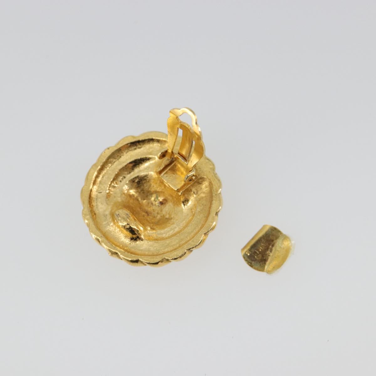 CHANEL Earring Metal Gold Tone CC Auth BA13635
