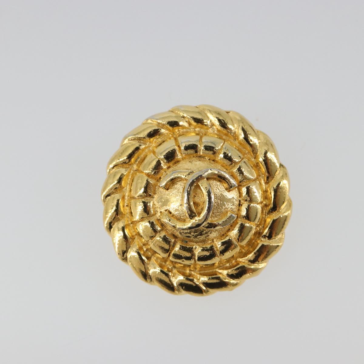 CHANEL Earring Metal Gold Tone CC Auth BA13635