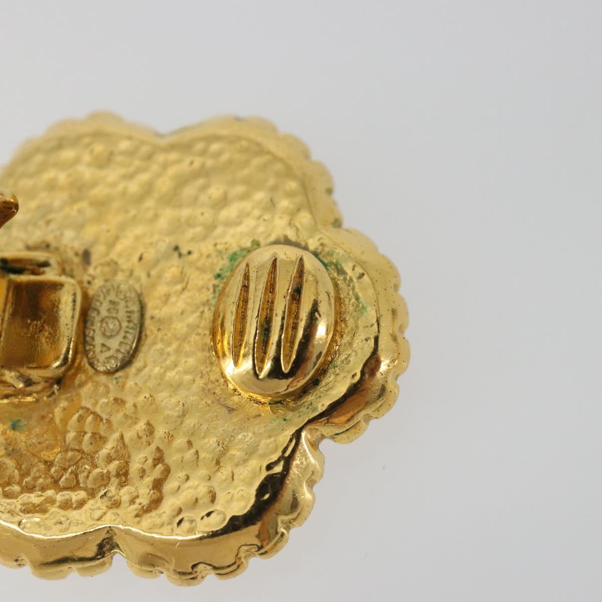 CHANEL Earring Metal Gold Tone CC Auth BA13636M