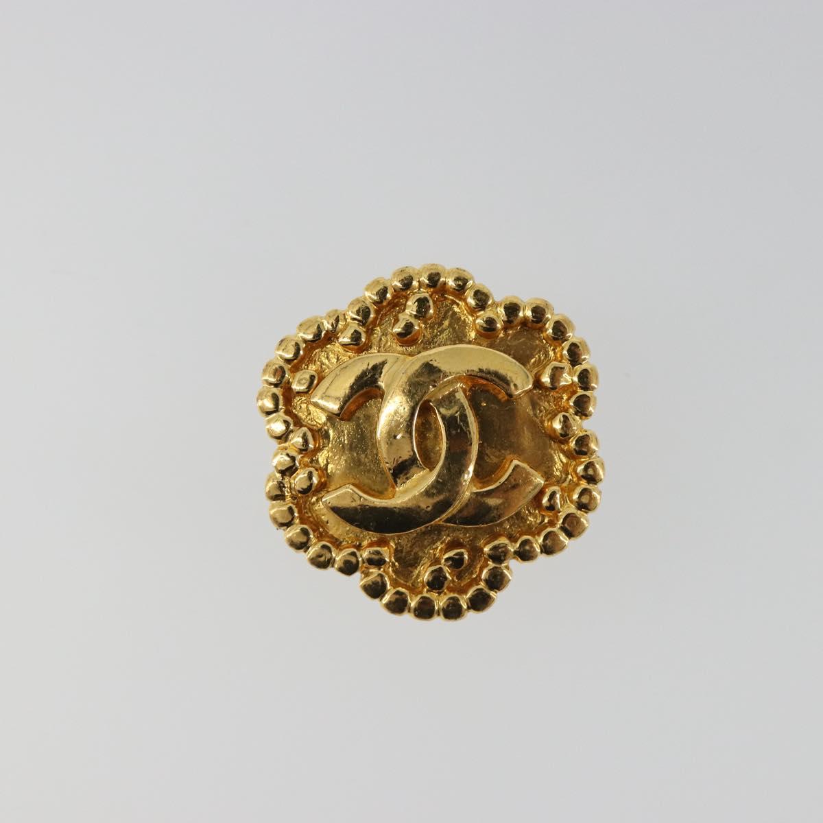 CHANEL Earring Metal Gold Tone CC Auth BA13636M