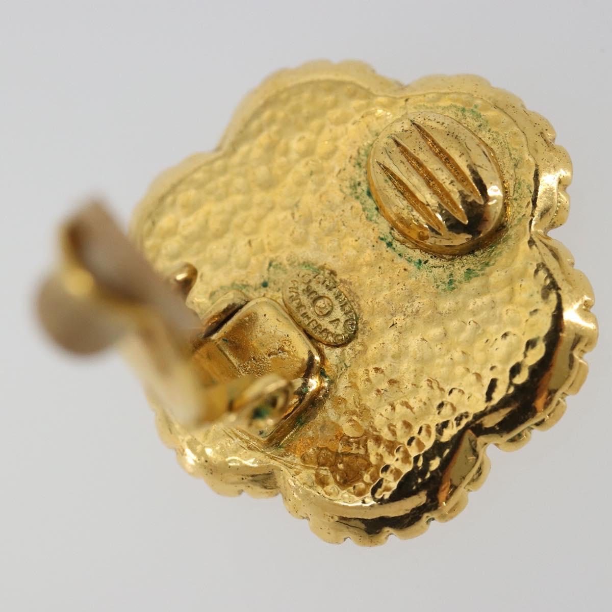 CHANEL Earring Metal Gold Tone CC Auth BA13636M