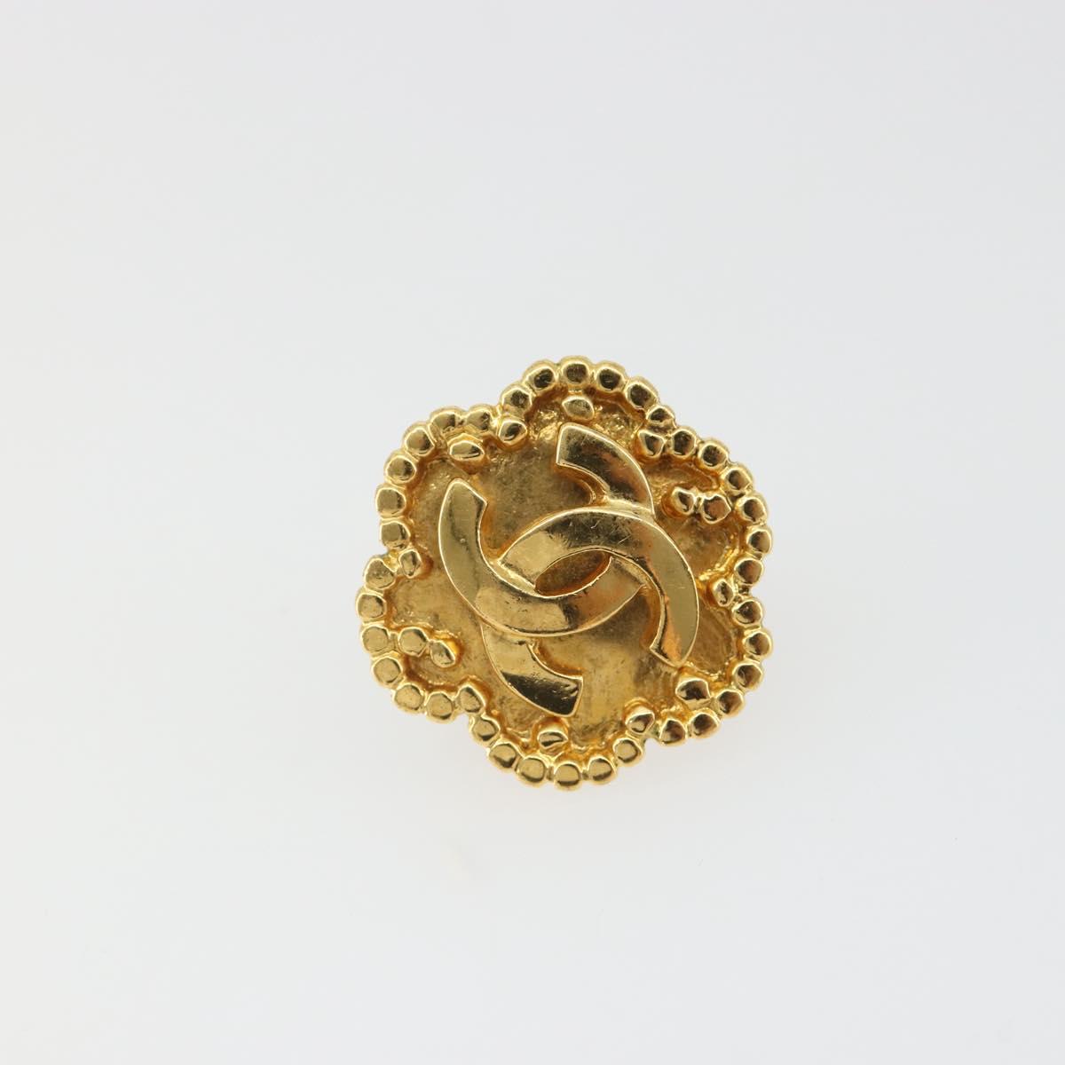 CHANEL Earring Metal Gold Tone CC Auth BA13636M