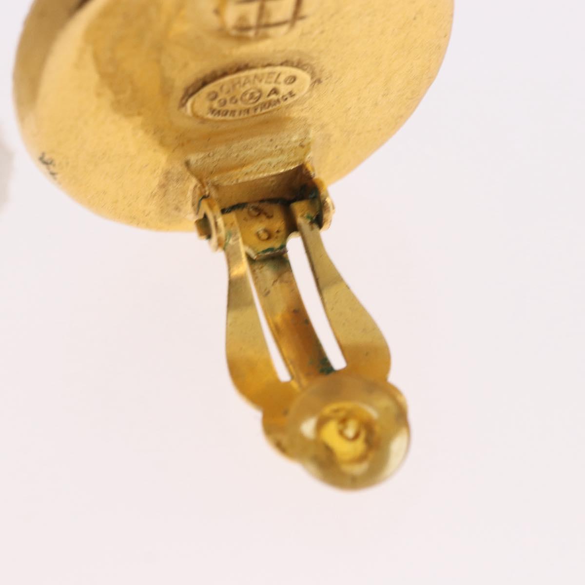 CHANEL Earring Metal Gold Tone CC Auth BA13637M