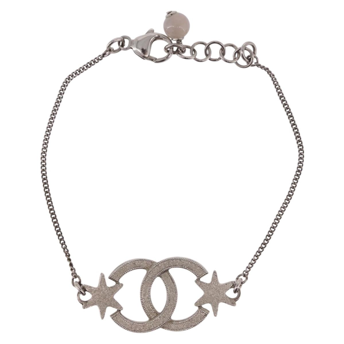CHANEL Bracelet Metal Silver CC Auth BA13638M