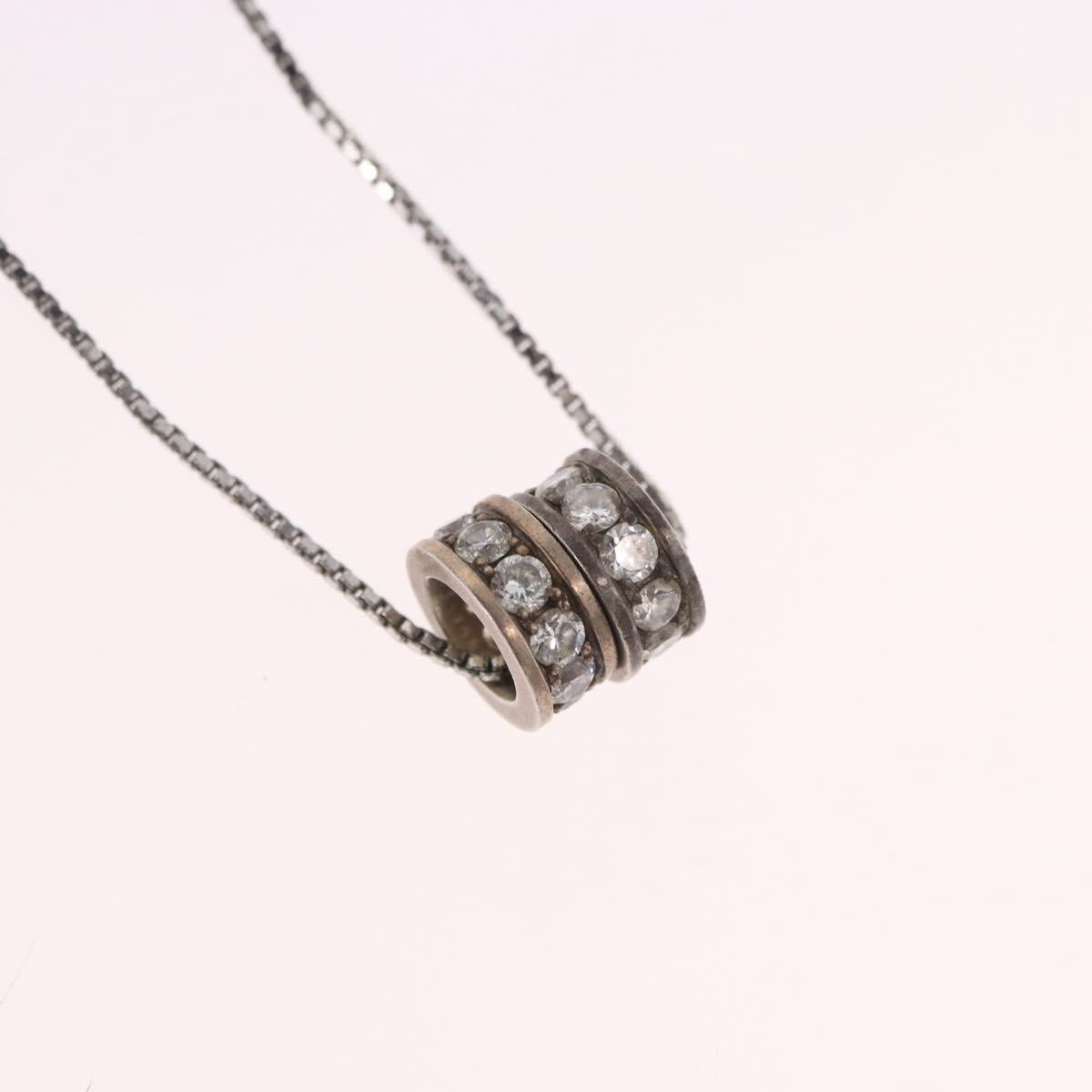 Christian Dior Necklace Metal Silver Auth BA13641
