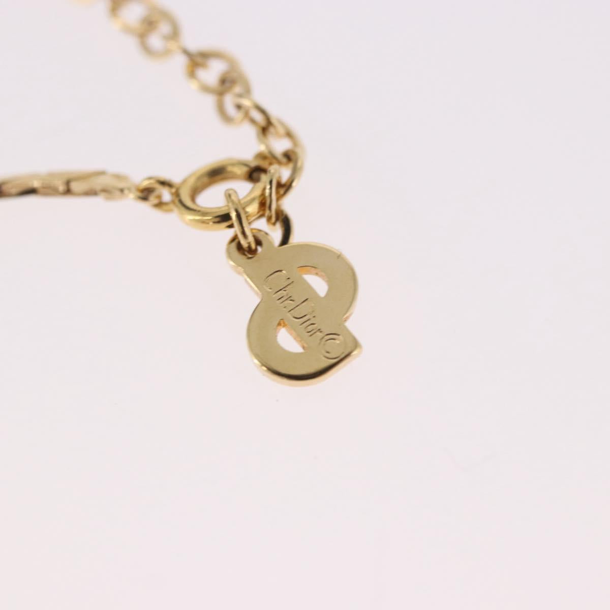 Christian Dior Necklace Metal Gold Tone Auth BA13642