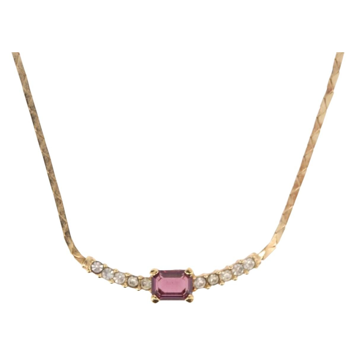 Christian Dior Necklace Metal Gold Tone Auth BA13642