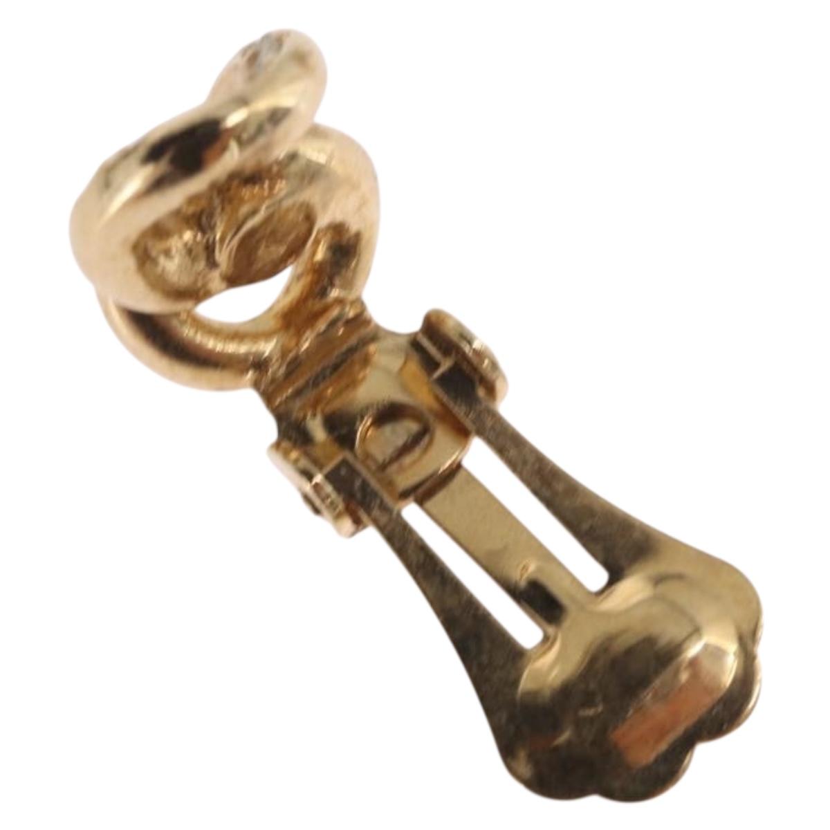 Christian Dior Earring Metal Gold Tone Auth BA13643