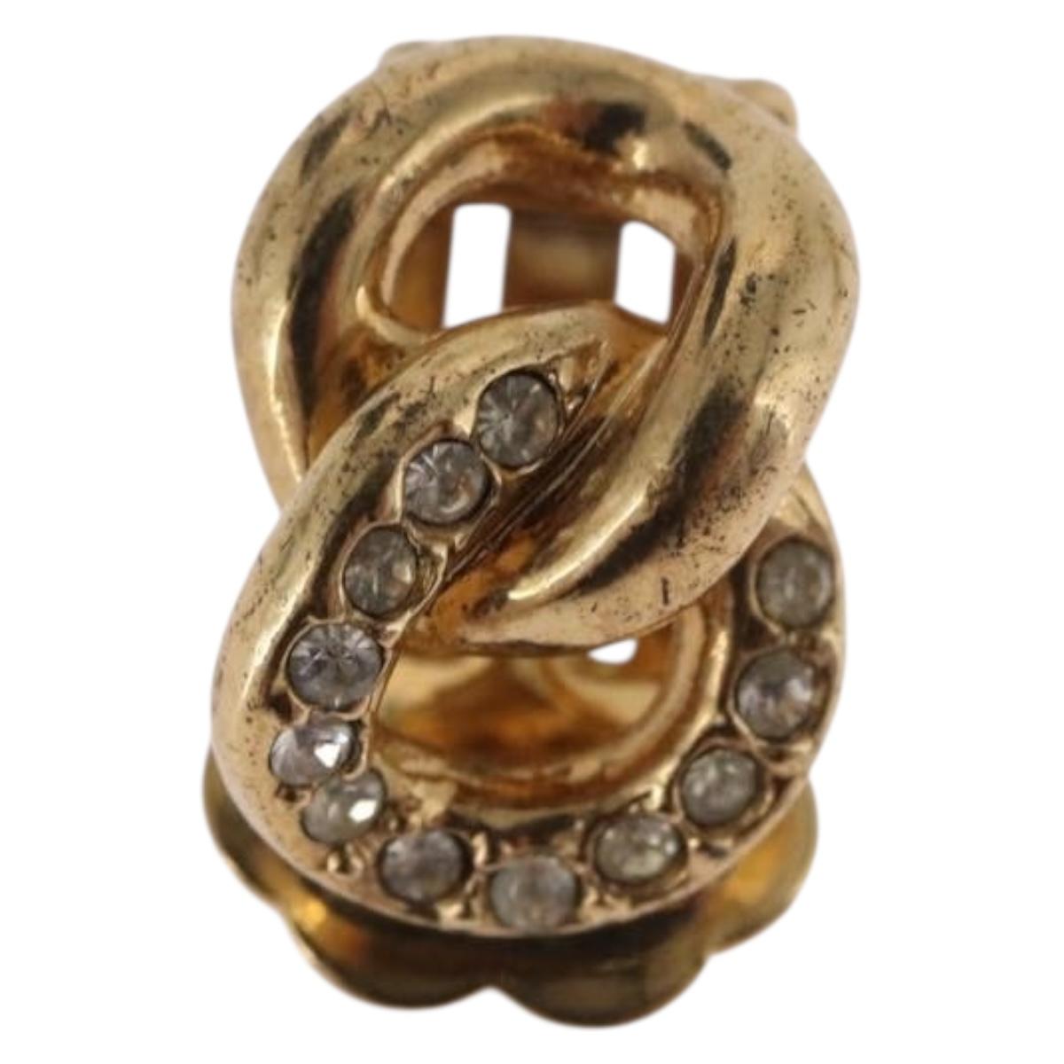 Christian Dior Earring Metal Gold Tone Auth BA13643