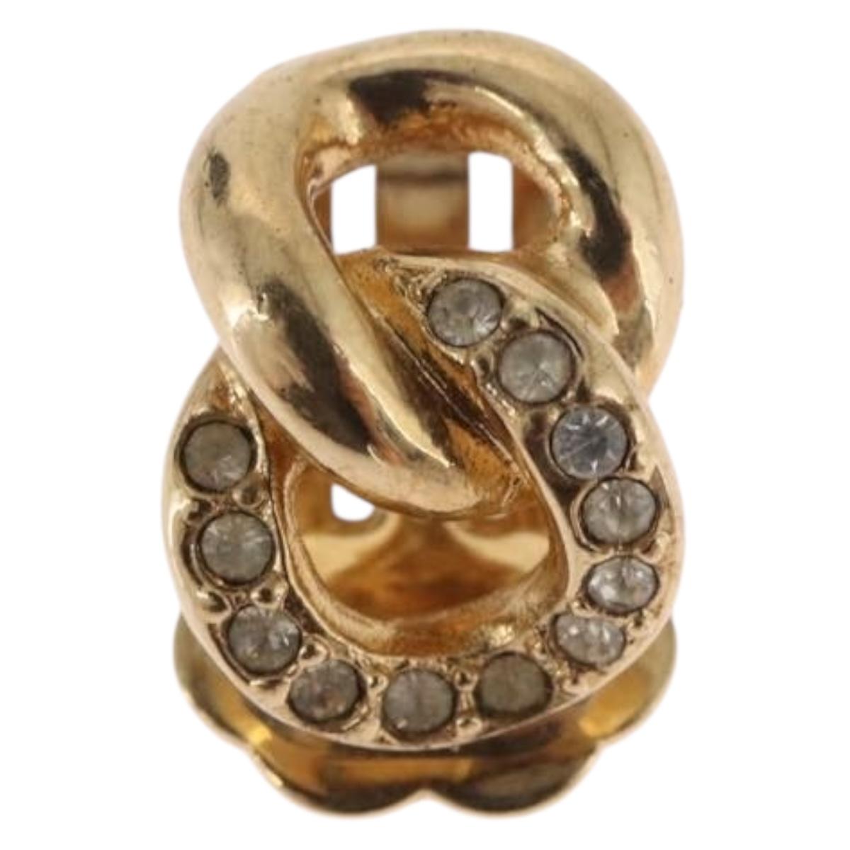 Christian Dior Earring Metal Gold Tone Auth BA13643