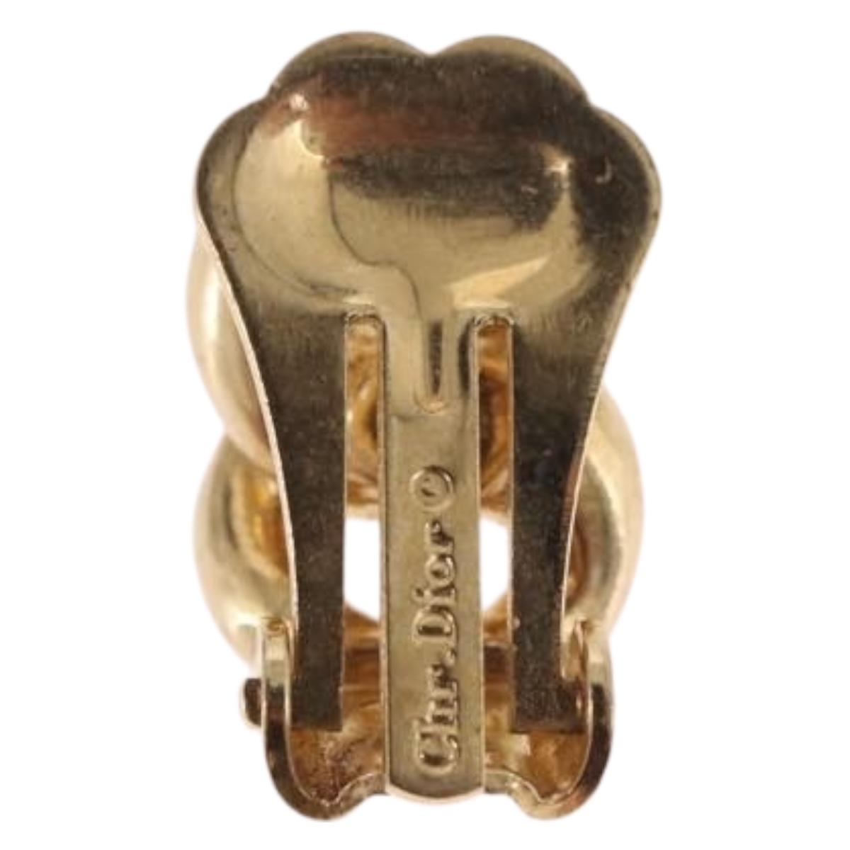 Christian Dior Earring Metal Gold Tone Auth BA13643
