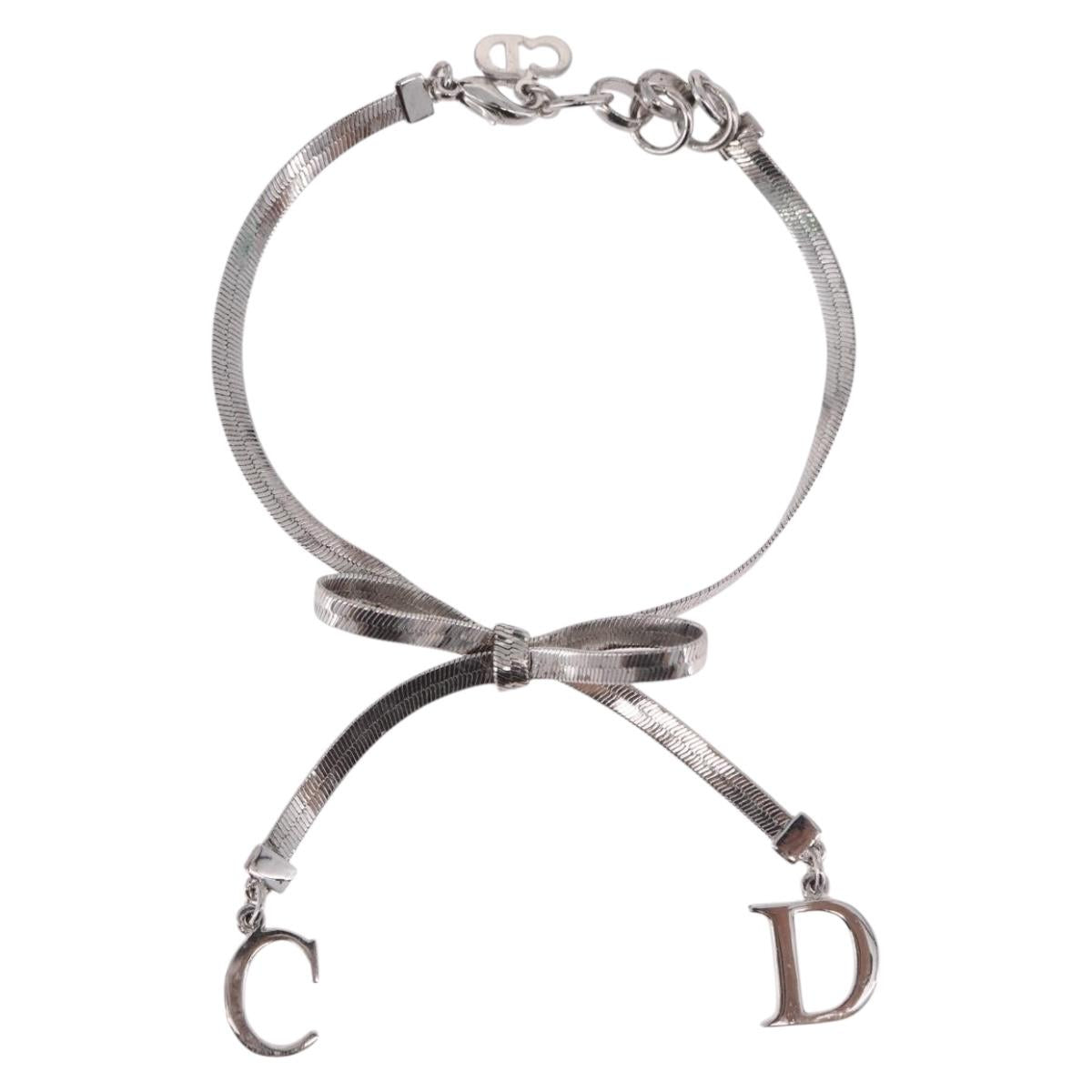 Christian Dior Bracelet Metal Silver Auth BA13644