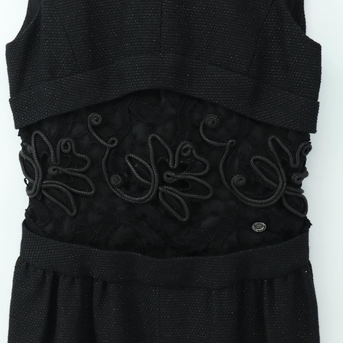 CHANEL Dress Wool Black CC Auth BA13646SAM