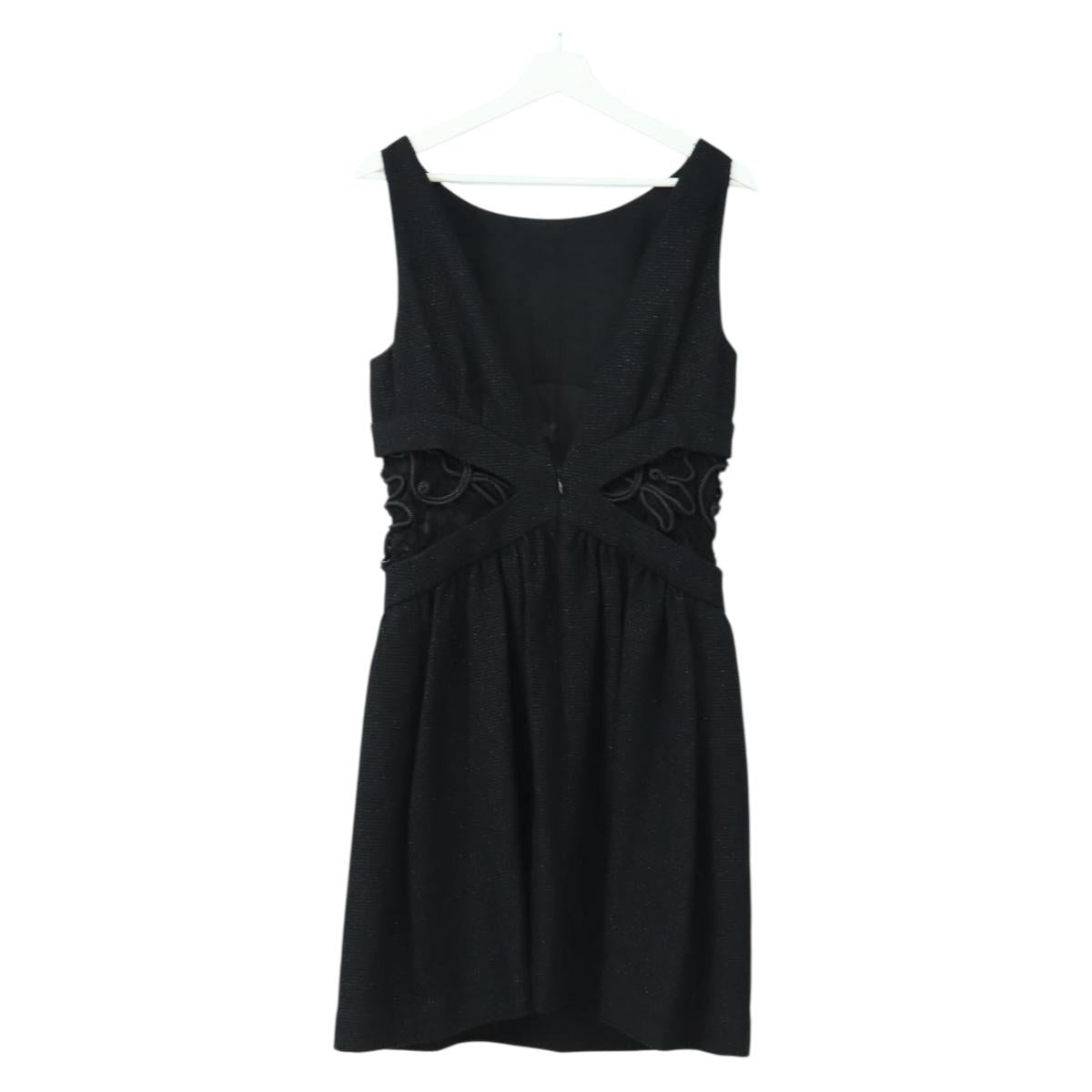 CHANEL Dress Wool Black CC Auth BA13646SAM