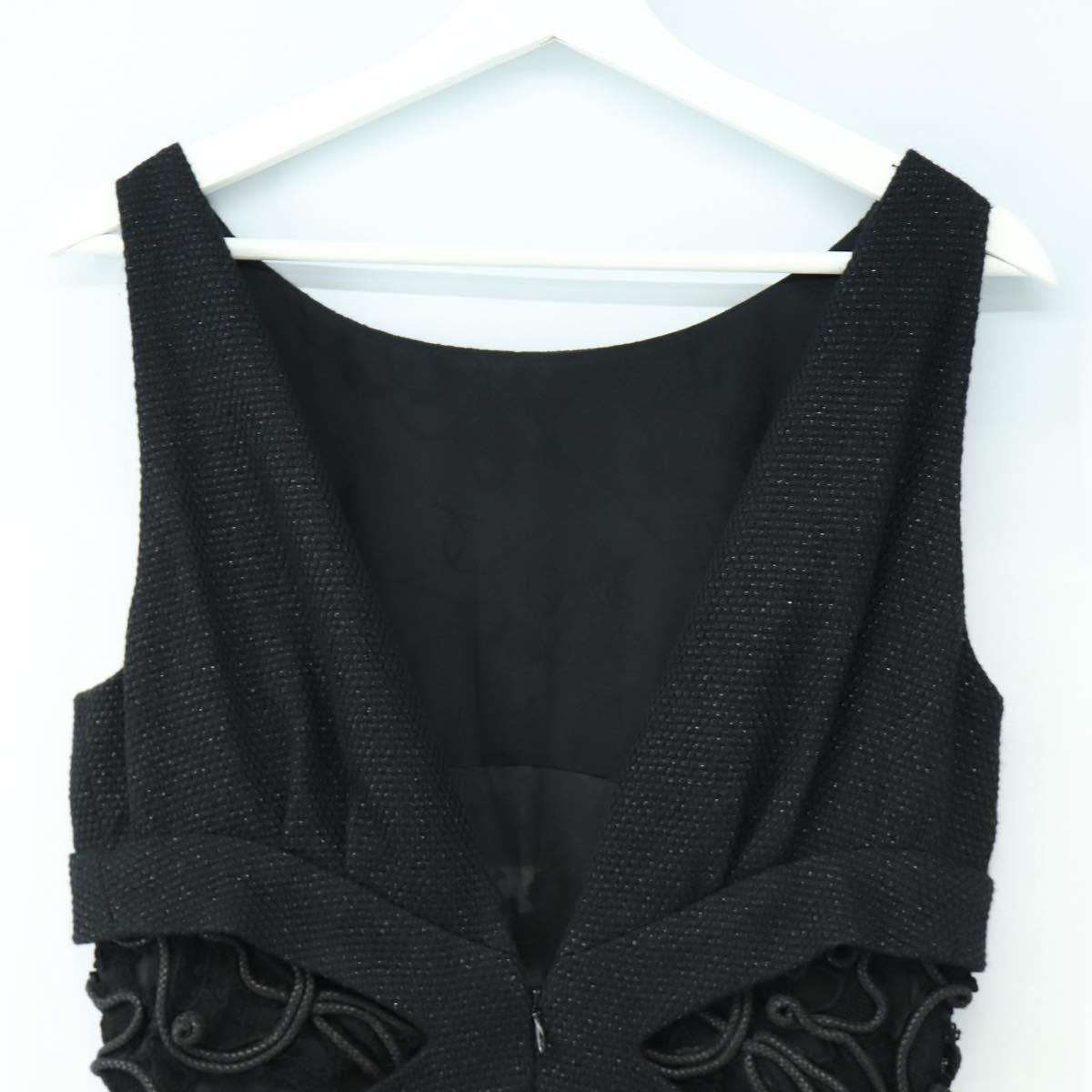 CHANEL Dress Wool Black CC Auth BA13646SAM