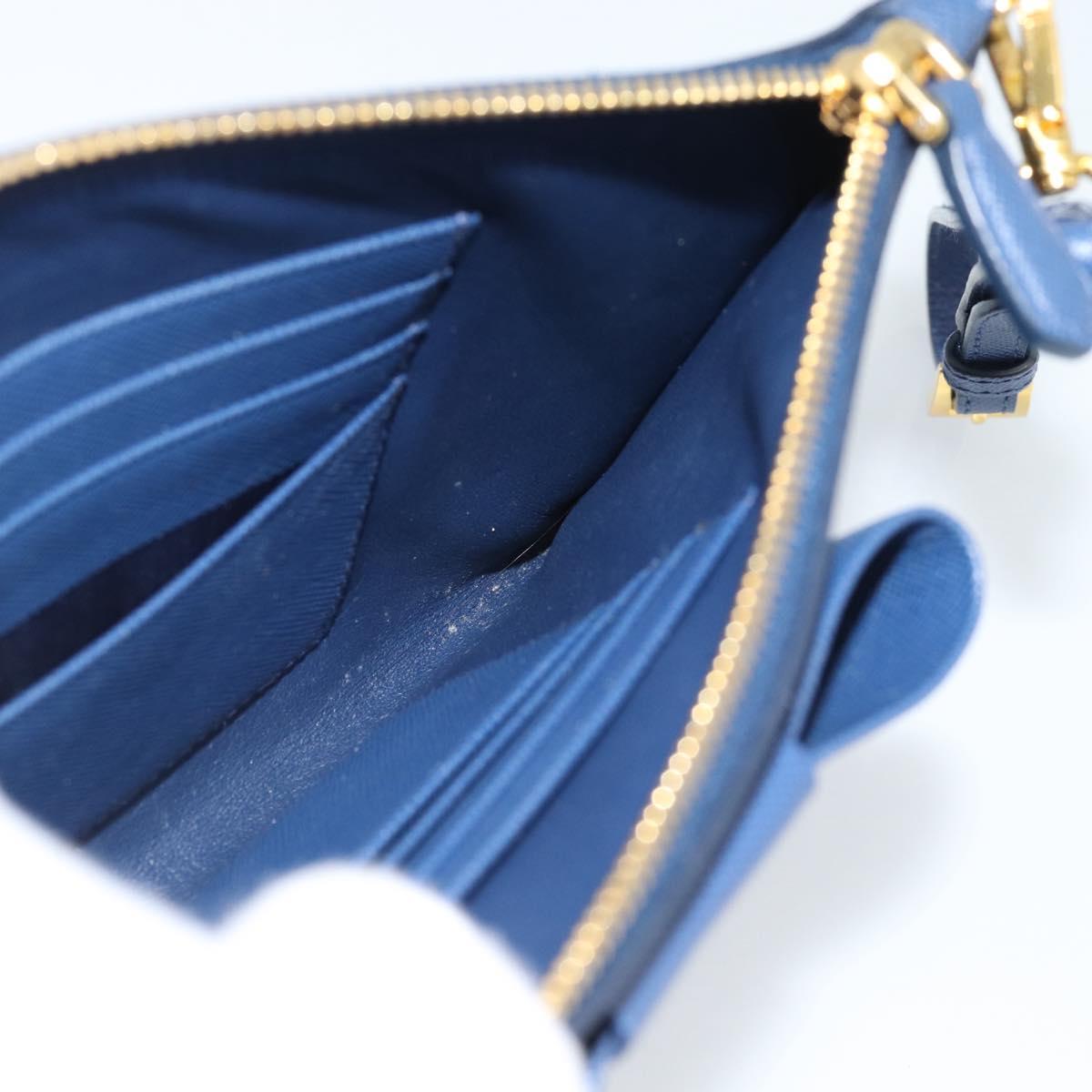 PRADA Clutch Bag Safiano Blue Gold Auth BA13647V