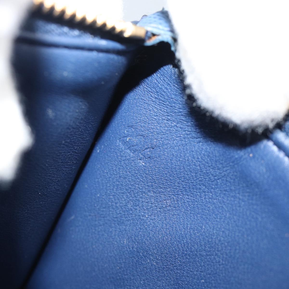 PRADA Clutch Bag Safiano Blue Gold Auth BA13647V
