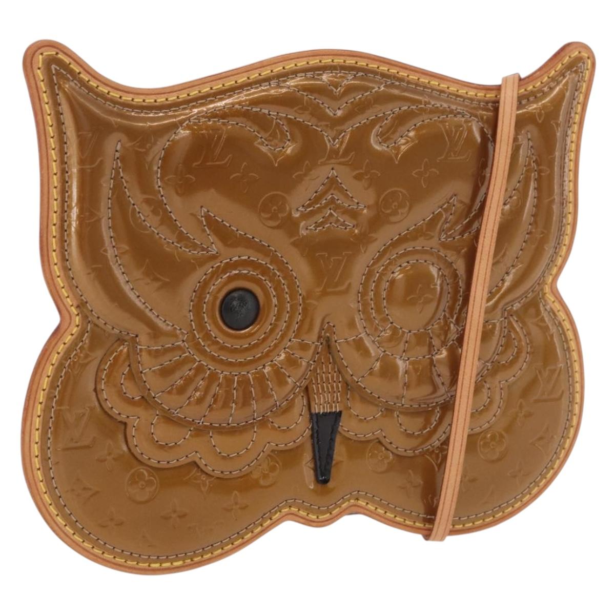 LOUIS VUITTON Vernis Comte de Feu Pochette Owl Bronze M92268 LV Auth BA13648V