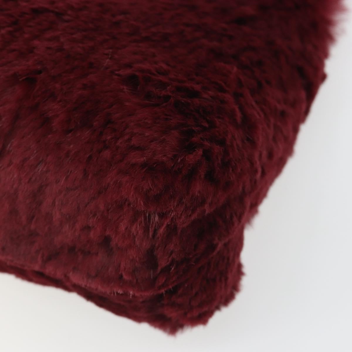 CHANEL Chain Shoulder Bag Fur Red CC Auth BA13649V