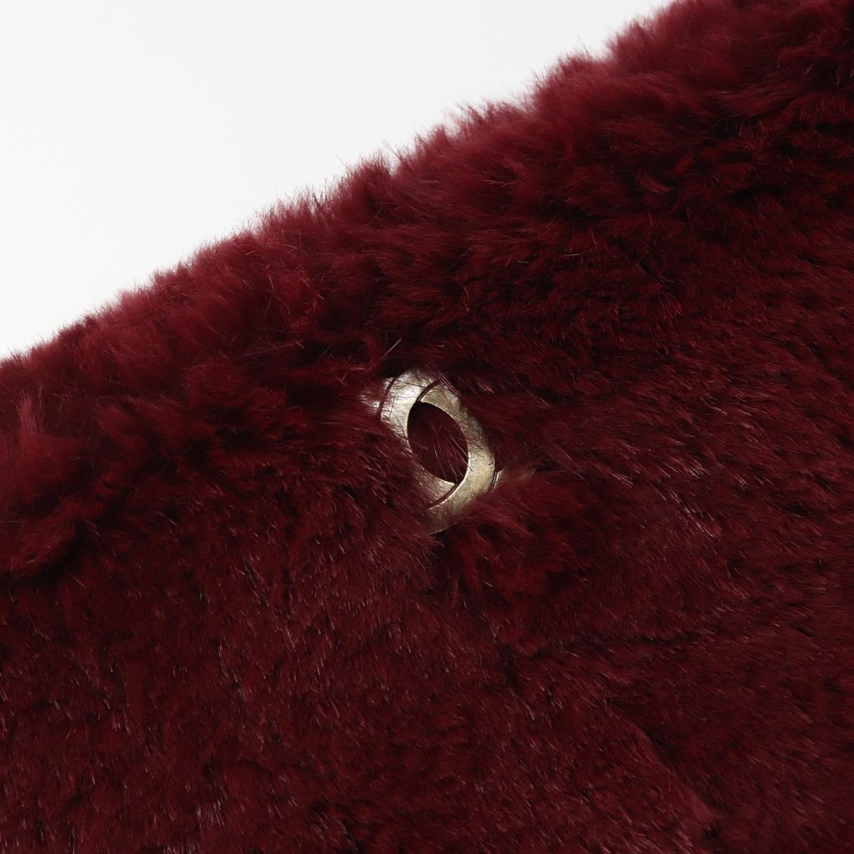CHANEL Chain Shoulder Bag Fur Red CC Auth BA13649V