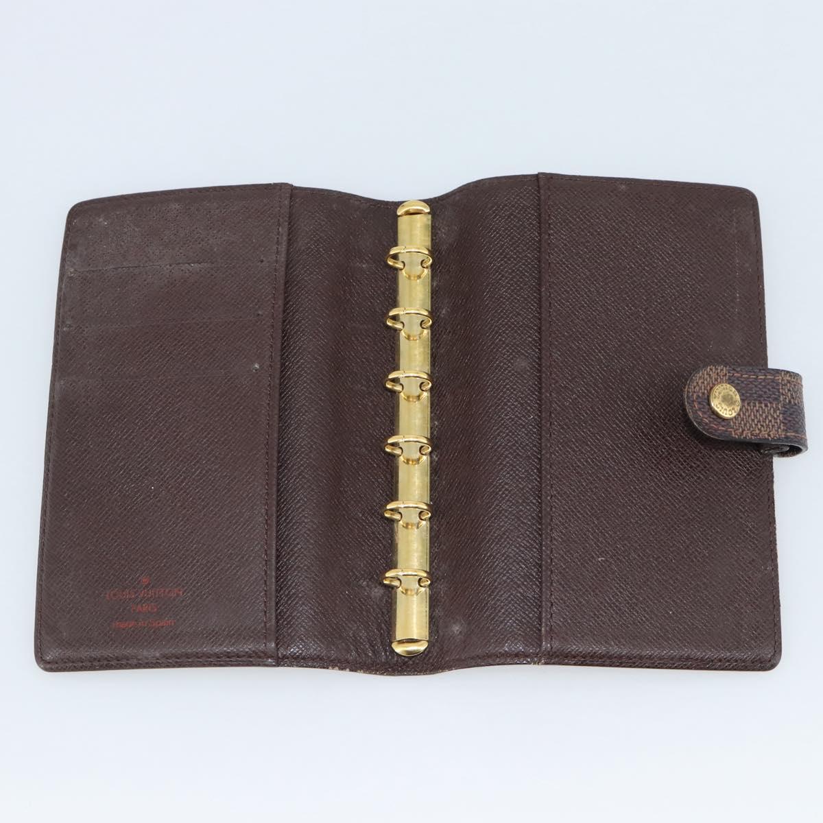 LOUIS VUITTON Damier Ebene Agenda PM Day Planner Cover R20700 LV Auth BA13650