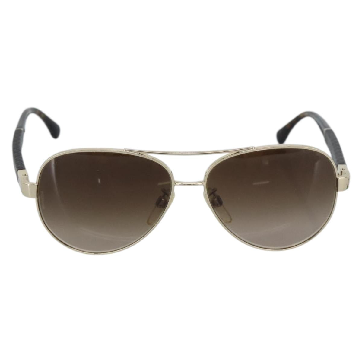 CHANEL Tortoise Pattern Sunglasses Metal Black Gold CC Auth BA13652