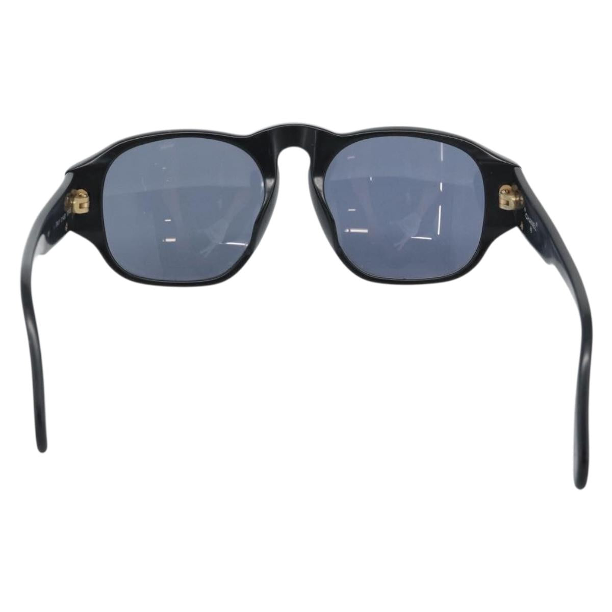 CHANEL Sunglasses plastic Black Gold CC Auth BA13653