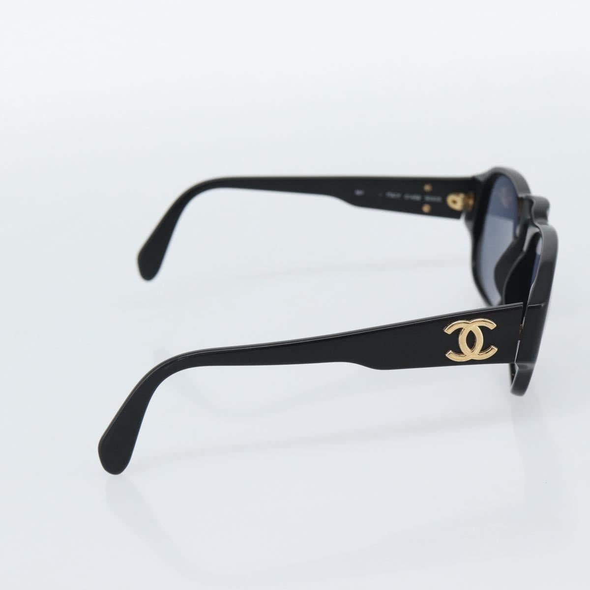 CHANEL Sunglasses plastic Black Gold CC Auth BA13653