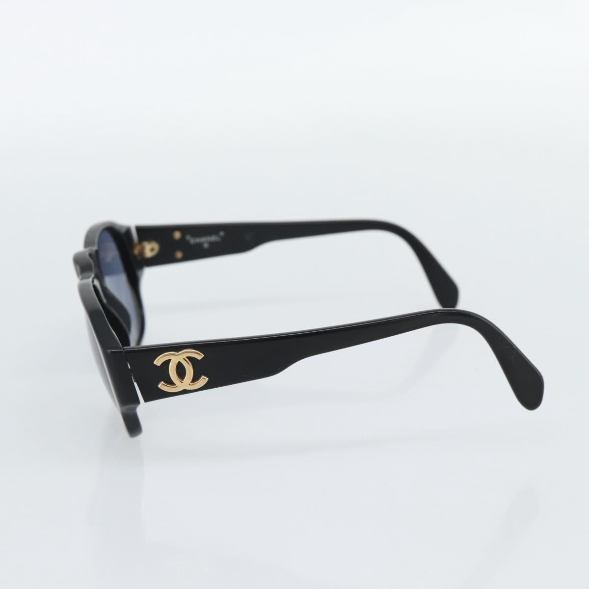 CHANEL Sunglasses plastic Black Gold CC Auth BA13653