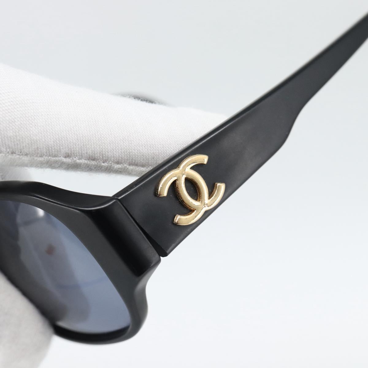 CHANEL Sunglasses plastic Black Gold CC Auth BA13653