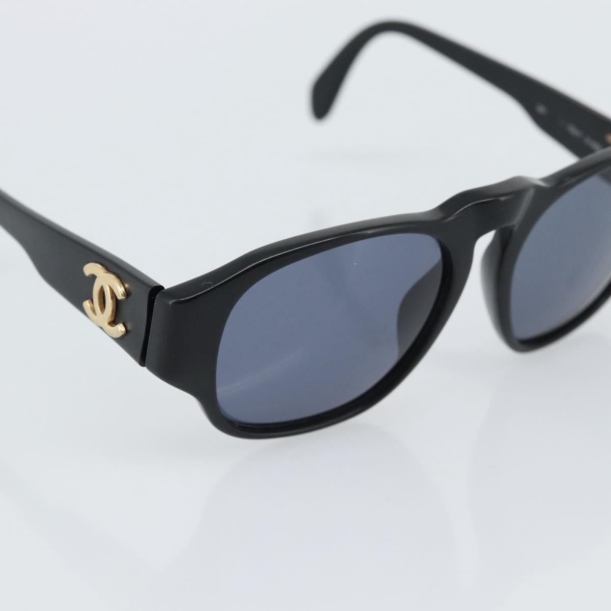 CHANEL Sunglasses plastic Black Gold CC Auth BA13653