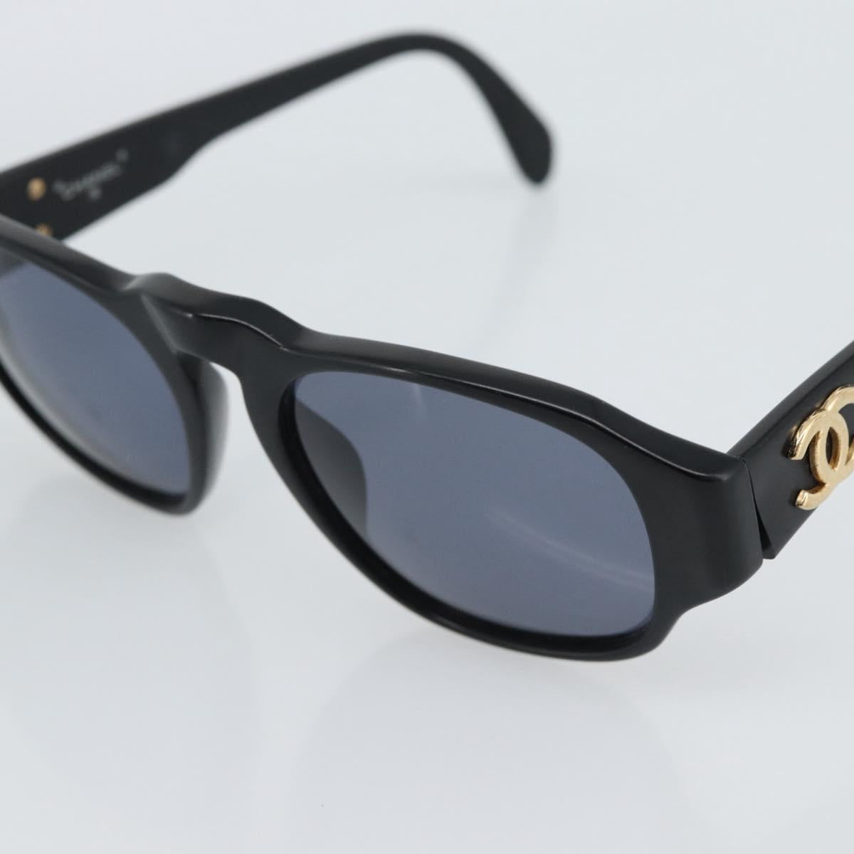 CHANEL Sunglasses plastic Black Gold CC Auth BA13653