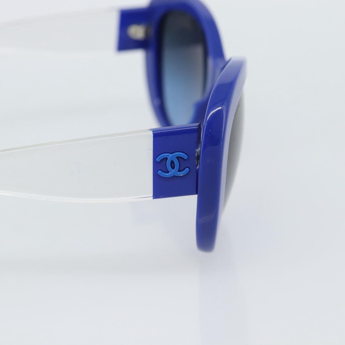CHANEL Sunglasses Plastic Blue CC Auth BA13654