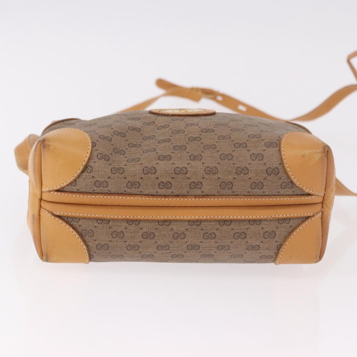 GUCCI Micro GG Supreme Shoulder Bag PVC Beige Gold Auth BA13656