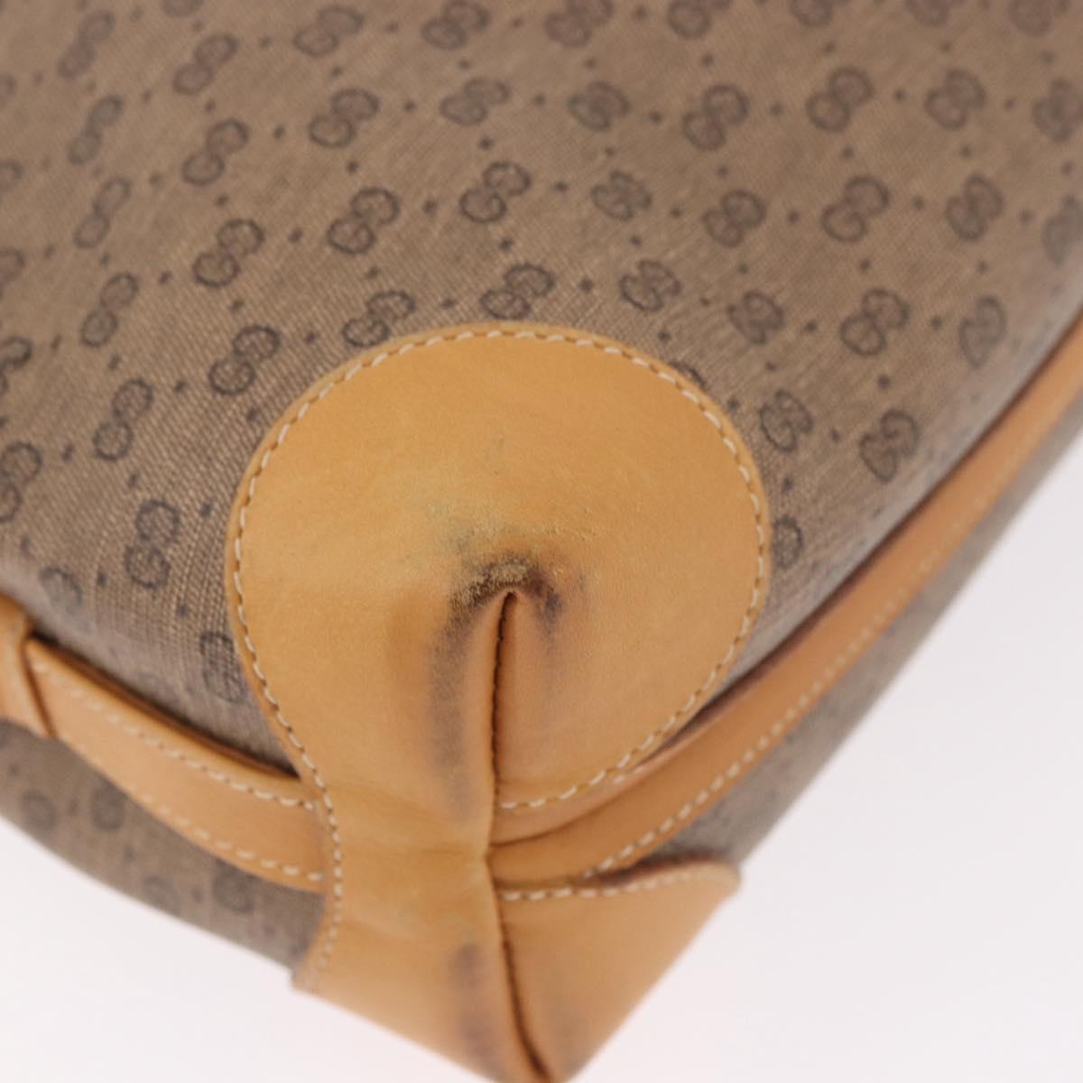 GUCCI Micro GG Supreme Shoulder Bag PVC Beige Gold Auth BA13656