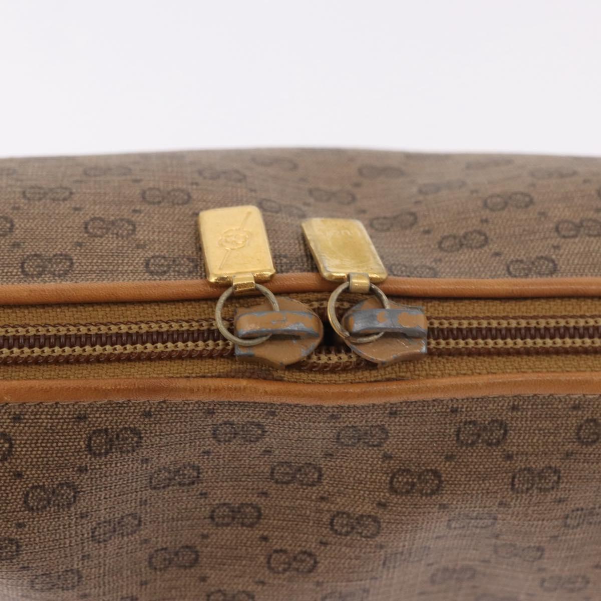 GUCCI Micro GG Supreme Shoulder Bag PVC Beige Gold Auth BA13656