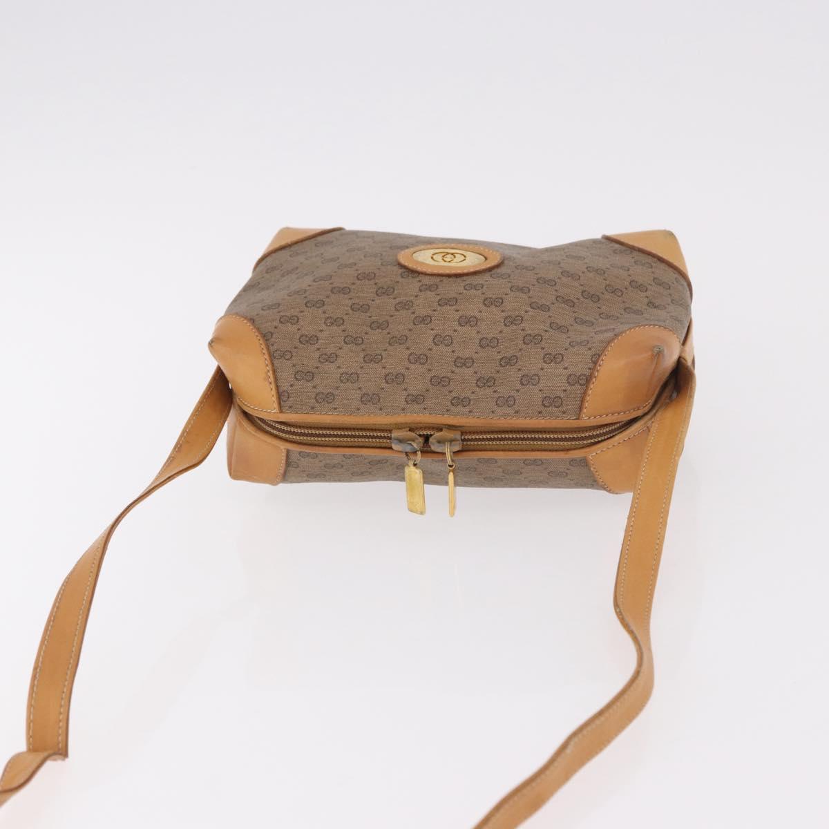 GUCCI Micro GG Supreme Shoulder Bag PVC Beige Gold Auth BA13656